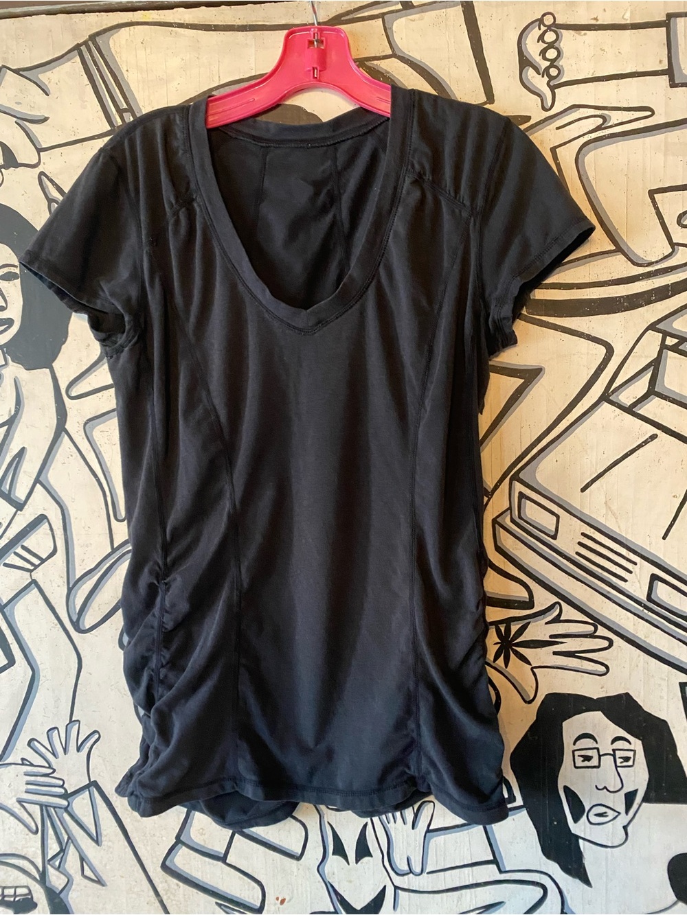 Zella Black V-Neck Short Sleeve Tee